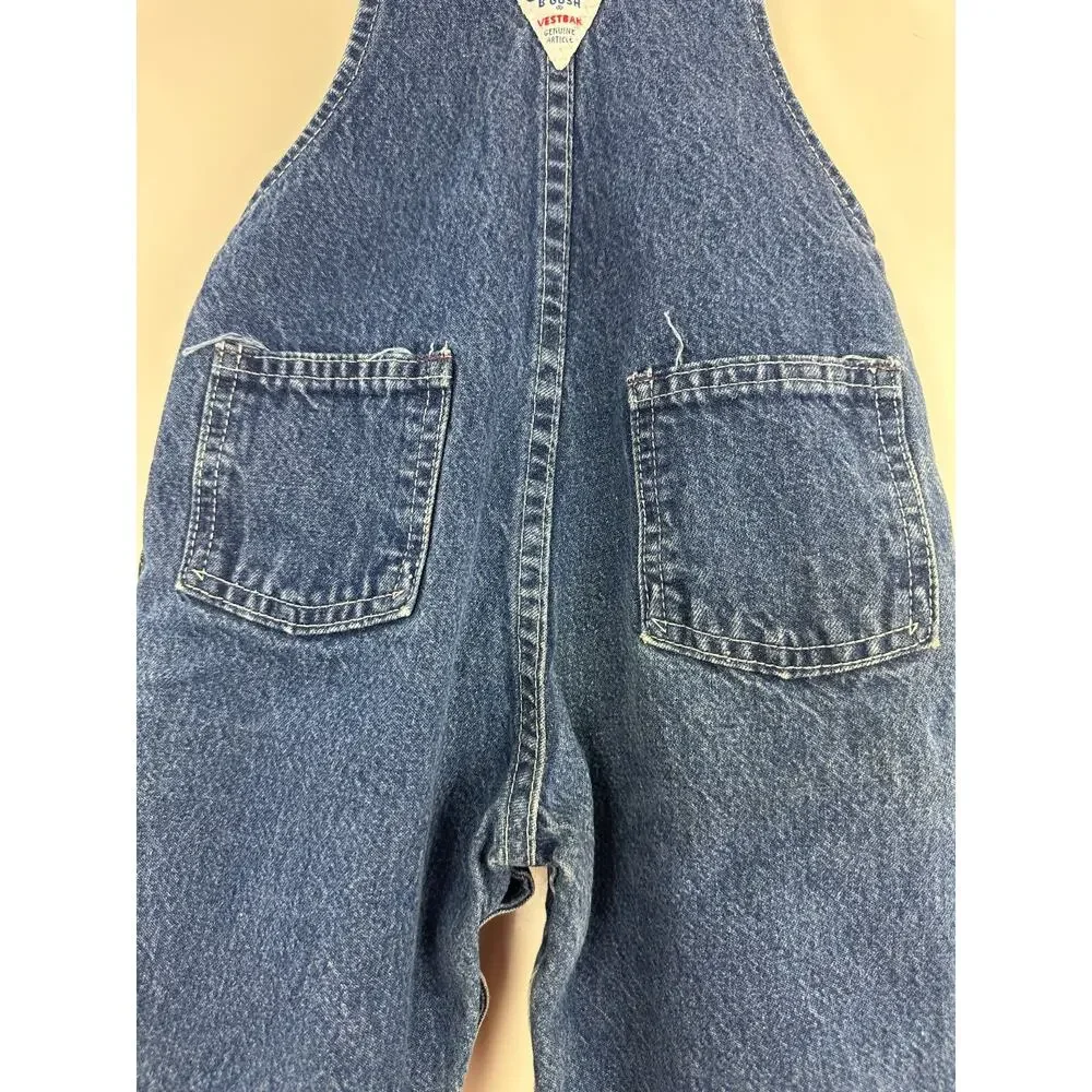 Vintage OshKosh B’gosh Baby Toddler Overalls 2T USA Union Made Blue Denim Bib - Picture 13 of 14